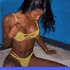 Indah Mustard Crochet Bikini Set